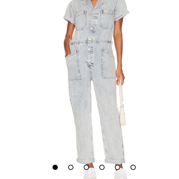 pistola Pants - PISTOLA Grover Jumpsuit 100% Cotton Short Sleeve Button Up US LARGE